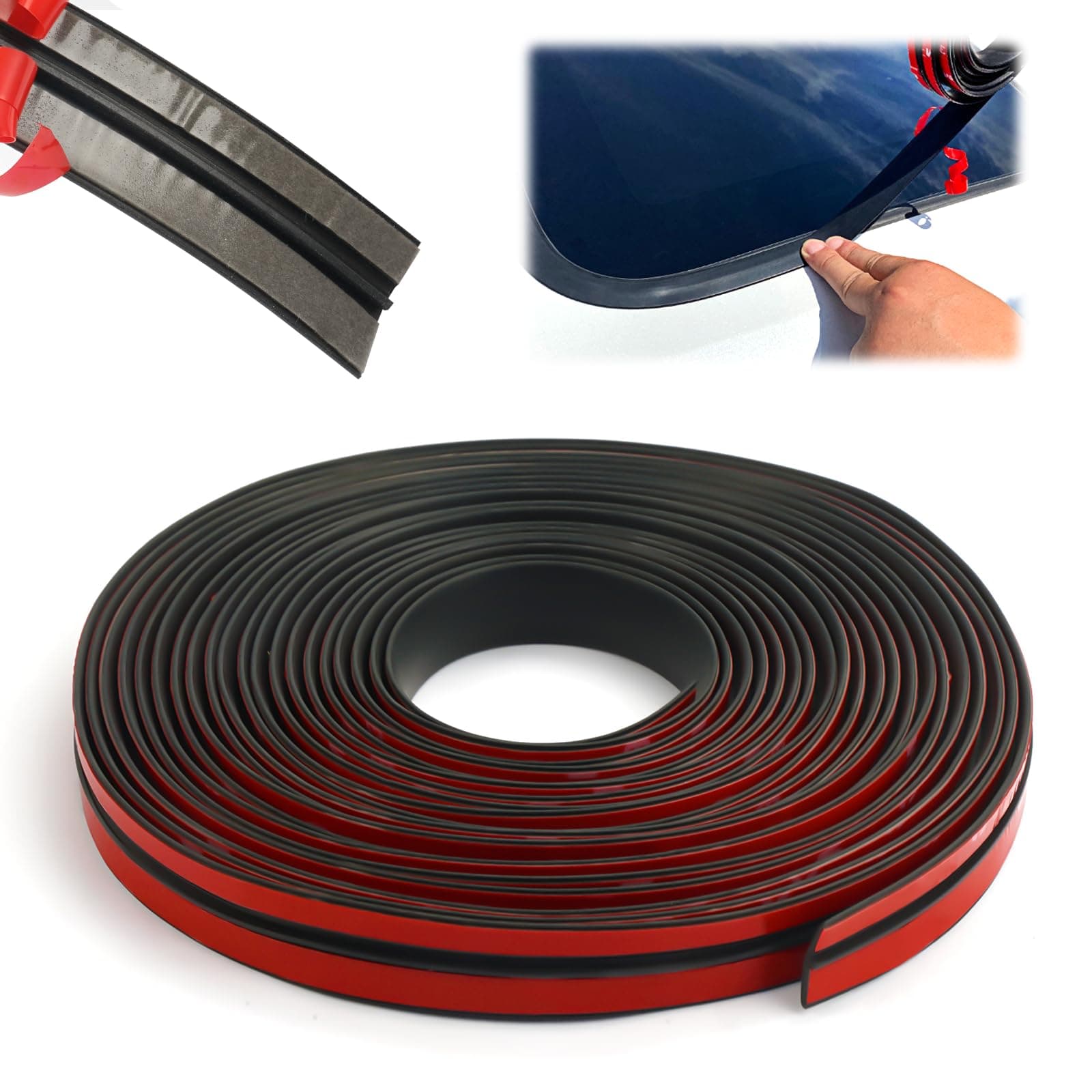 8m Auto Windschutzscheibe Wetter Gummi Dichtung, 19mm T-form Dichtungsstreifen, Selbstklebend Türdichtung Autotür, Autotür Gummidichtung, Autotür Gummiprofil Kantenschutz für Autotüren, Rüssel