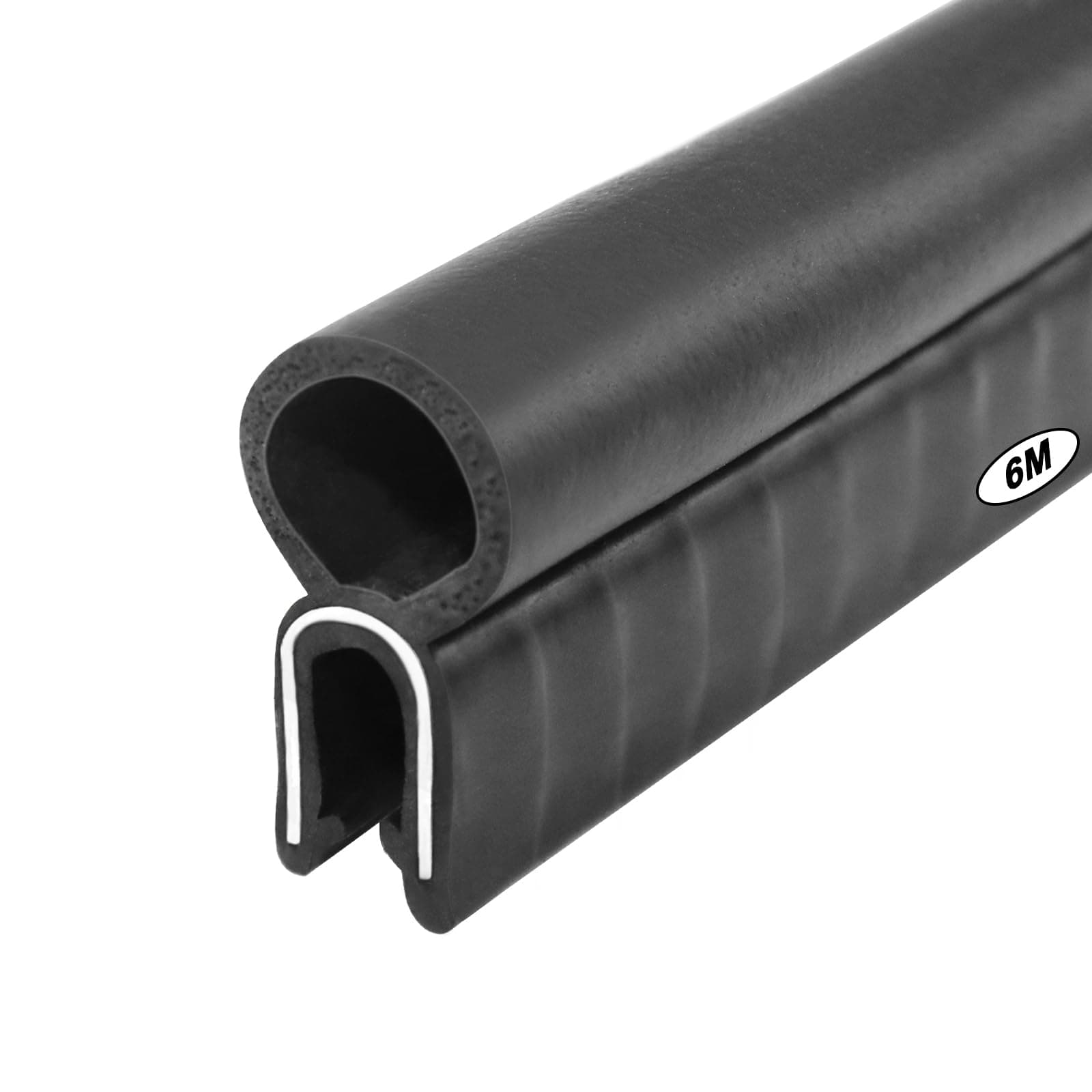 Auto Türdichtung, Universelle Dichtungsprofil Gummidichtung Kantenschutzprofi mit Dichtung oben für Autos, Boote, Wohnmobile, LKWs und Heimanwendungen, Auto Wetterschutz (6 M) 6M