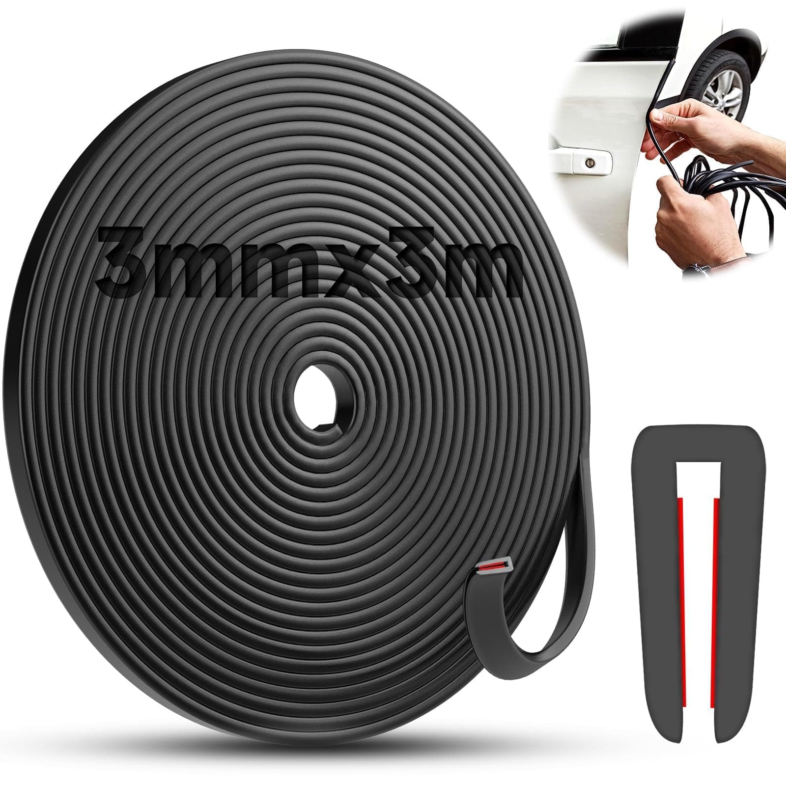 TXXATX 3m Kantenschutz für Bleche 3mm Kantenschutz Gummi Kantenschutzprofil EPDM Kantenschutz Blech U-Form Kantenschutz Metall Selbstklebend für Autotüren Metallplatten Glasplatten Türen Fenster 3mmx3m Angebot bei HelloDeals