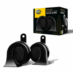 HELLA 3FH 011 225-831 Fanfare - HELLA ESSENTIAL HORN TE20 SET - 12V - 110dB(A) - 400Hz-500Hz - Hochton-Tiefton - elektrisch - ECE - Gehäusefarbe: schwarz - Menge: 2 Schwarz Universal – 12 V (Box Pkg) Angebot bei HelloDeals