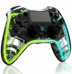 Wireless Controller für PS-4, Game Controller Kompatibel mit PS-4/Slim/Pro/PC mit Turbo/Makro/Dual Vibration/6-Achsen Gyro Sensor/Touchpanel/RGB-LED/Audio Jack, Präzision und Kontrolle - Schwarz Black Angebot bei HelloDeals