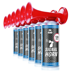 6x AAB Signal Horn, 106 dB(A) Mit Nicht Brennbarem Gas, Bis Zu 120 Kurze Pieptöne, Deutschland Fussball Tröte, Pressluftfanfare, Gas Fanfare, Boot, Auto, Luftdruckfanfare, Air Horns, Fanhupe, Fanfahre 6 Stück Angebot bei HelloDeals
