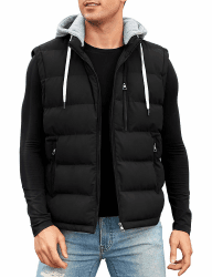 CMTOP Weste Herren mit Kapuze Wasserabweisend Steppweste Warme Herren-Westen, Leicht Ärmellose Jacke Winddichte Winterweste Reißverschluss Bodywarmer Vest Gilet mit Taschen Schwarz XL Angebot bei HelloDeals