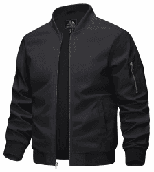 KEFITEVD Herren Leichte Dünne Bomberjacke mit Ärmeltasche Blouson Jacke Übergangsjacke Stehkragen US Fliegerjacke mit Innentasche L Schwarz Angebot bei HelloDeals