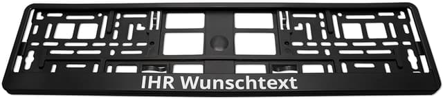 KENNZEICHENHALTER semi matt schwarz mit individuellem WUNSCHTEXT direkt Bedruckt - Keine Folie – 2er-Set Kennzeichenhalter mit Wunschtext 2er-Set Kennzeichenhalter mit Wunschtext (Nur Text. Keine Bilder, Symbole oder Logos)
