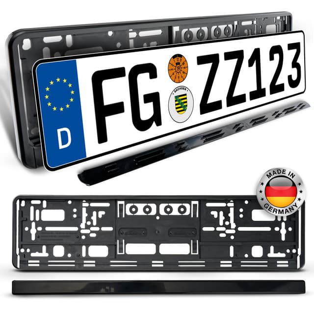 autooptimierer.de 2er Set Kennzeichenhalter Schwarz – Robuste & Wetterfeste Nummernschildhalterung für PKW | Universal EU Kennzeichenhalterung I Nummernschildhalter Made in Germany 2 Stück schwarz⚠️passt nicht für Österreich