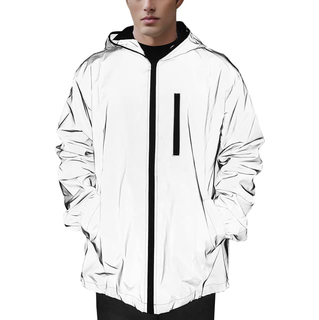 NewL 360 Reflektierende Herrenjacke Unisex Full Reflective Jacke Laufjacke/Atmungsaktiv/Winddicht/Wasserabweisend/Reflekierend M Grau