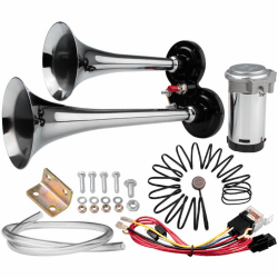FARBIN Auto Horn 12V 150db Super Loud Air Hupe, Chrom Zink Dual Trompete Air Horn, LKW Hupen mit Kompressor Drahtbaum und Knopf, für alle Fahrzeuge (12V, Doppelrohr Luft horn mit Knopf) Doppelrohr Luft horn mit Knopf 12V Angebot bei HelloDeals