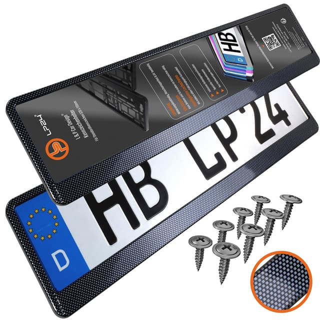 Kennzeichenhalter 520x110mm Nummernschildhalterung Auto universell inkl. 8 Schrauben Kennzeichenhalterung Nummernschildhalter 2 Stück Carbon-Optik 2-Carbon Optik