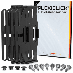 PLEXICLICK® 3D Kennzeichenhalter 3D Kennzeichen - Rahmenlos unsichtbar - 3D Kennzeichen Halterung Auto - Universal - Für Deutsche 3D Kfz Kennzeichen (Schwarz, Nur Deutsche 3D (kein Österreich)) Nur Deutsche 3D (kein Österreich) Schwarz Angebot bei HelloDeals