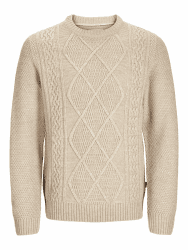 JACK & JONES Male Strickpullover Einfarbig Strickpullover M Pure Cashmere/Detail:melange Cable Angebot bei HelloDeals