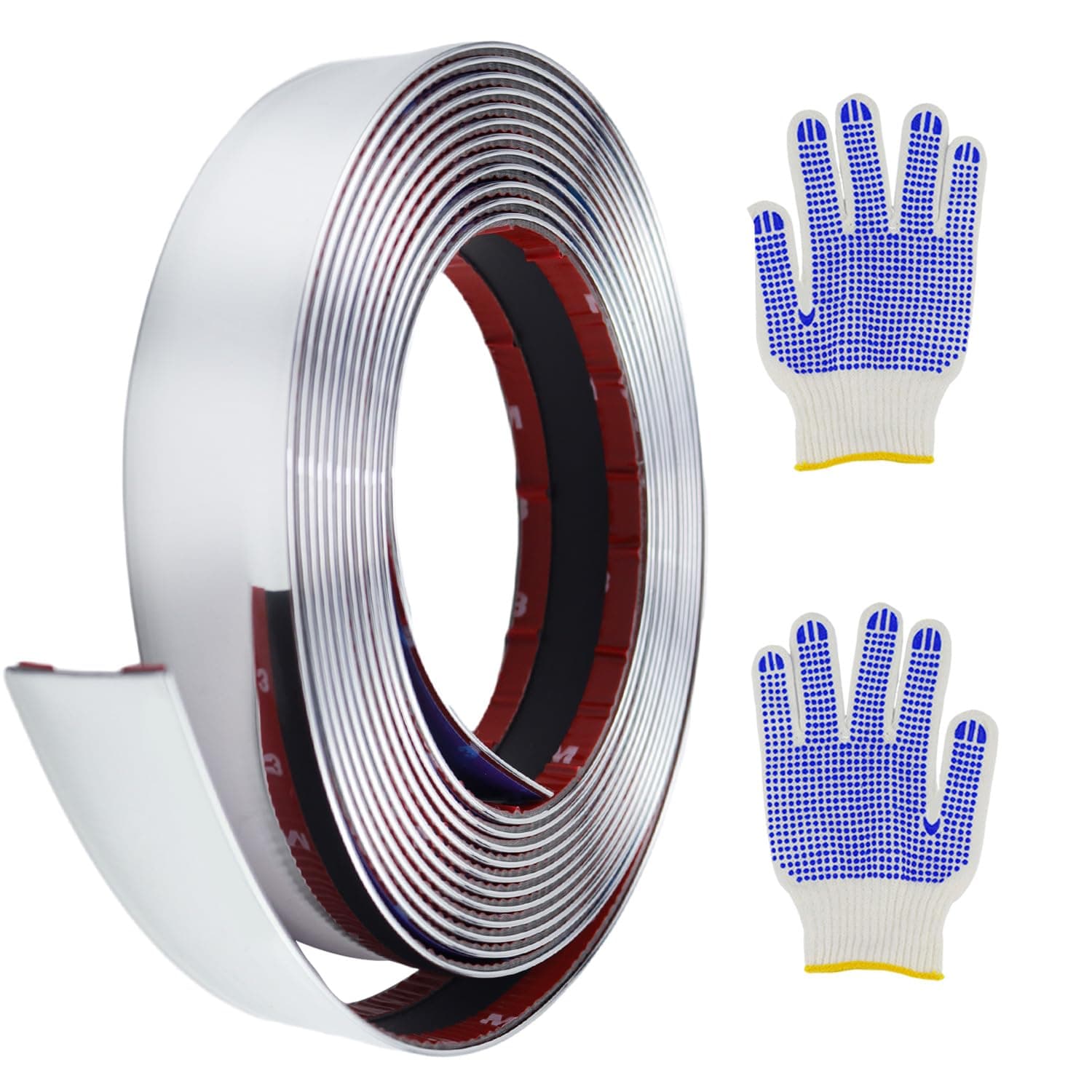 FAELNK Zierleisten Selbstklebend Wand 5M X 30MM Chrom Zierleiste Selbstklebend Silber Edelstahl Wandleisten Mit Schutzfolie Wasserdichte für Wand Tür Decke Möbel Auto Silber 5M X 30MM