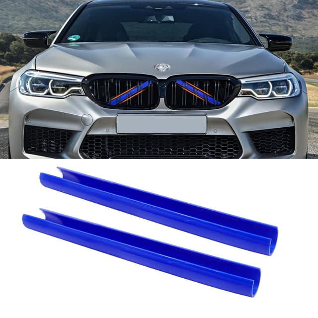 TTCR-II 2PCS Frontgrill Einsatz,Streifen Kühlergrill Einsätze Zierleiste, Kompatibel mit BMW 1er 2er 3er 4er 5er 6er 7er, F20 F21 F22 F23 F30 F31 F32 F33 F36 G30 G32 G11 G12 G14 Grill (Blau) Model A-F20 F30 Blau