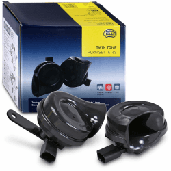 HELLA Fanfare - OE-CONNECT HORN TE26 SET - 12V - 110dB(A) - Frequenzbereich von: 400Hz - Frequenzbereich bis: 500Hz - Hochton/Tiefton - elektrisch - Gehäusefarbe: schwarz - Menge: 2 - 3FH 012 010-021 Für AUDI / VOLKSWAGEN (Variante 1) Angebot bei HelloDeals