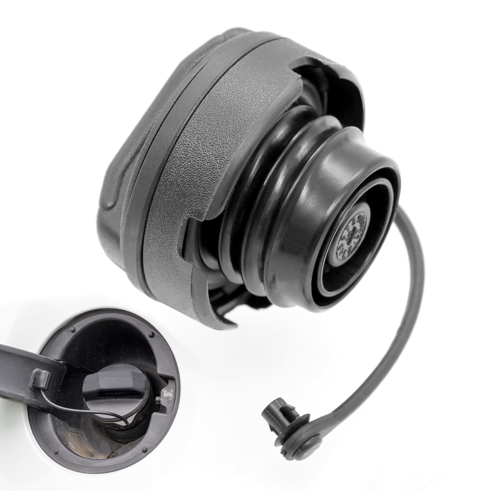 NVGFTG Tankdeckel mit Halteband Schwarz Kraftstofftankdeckel Treibstoff Deckel Auto Kraftstofftankdeckel Ersatz 1J0201550A 1H0201553B, für VW Golf Bora Polo Skoda Seat Audi A2 A3 A4 A6 A8