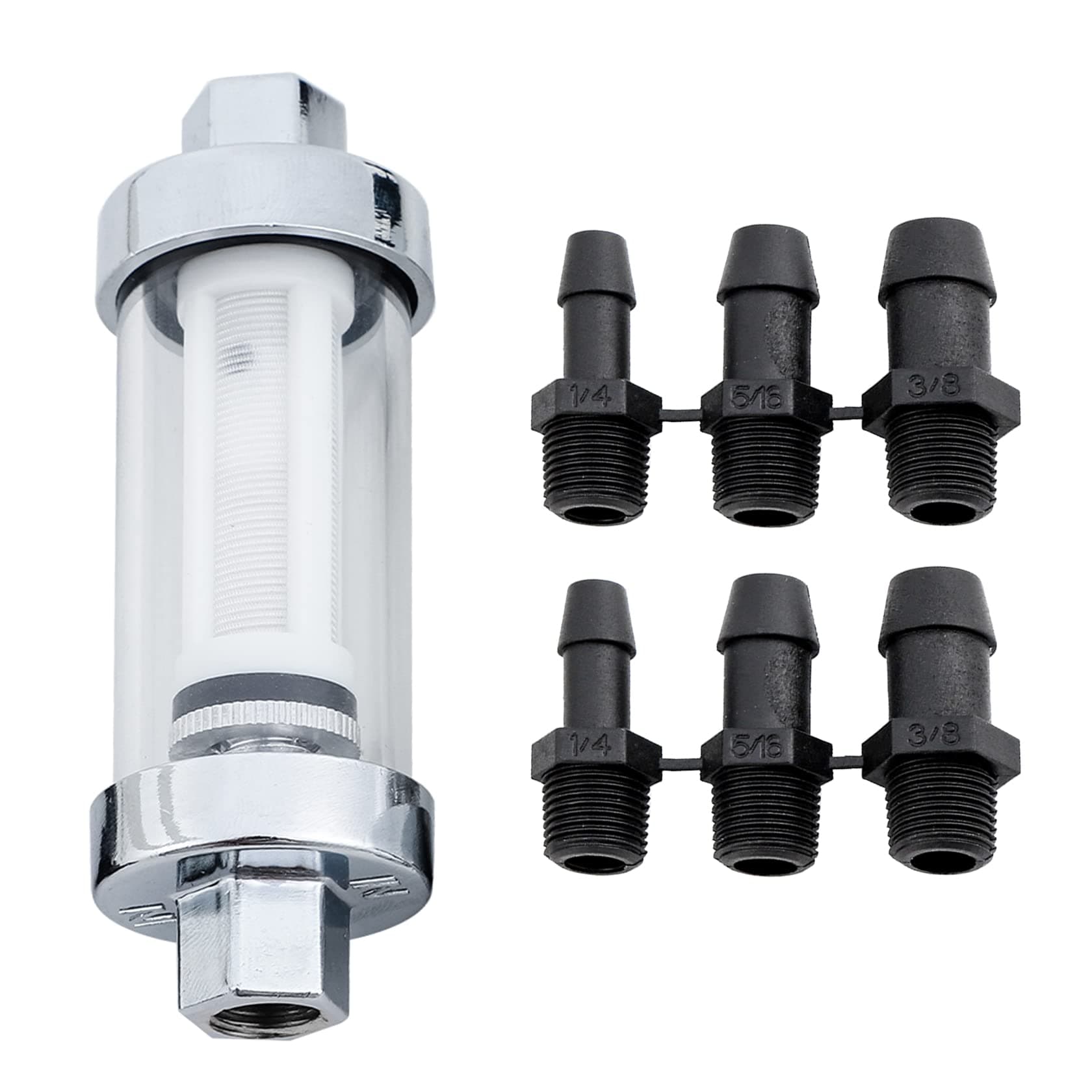 CarBole Universal-Inline-Kraftstofffilter, klares Sichtglas, waschbar, wiederverwendbar, Vergaser, Benzinfilter, 3/8 Zoll, 1/4 Zoll, 5/16 Zoll 3 Größen Angebot bei HelloDeals