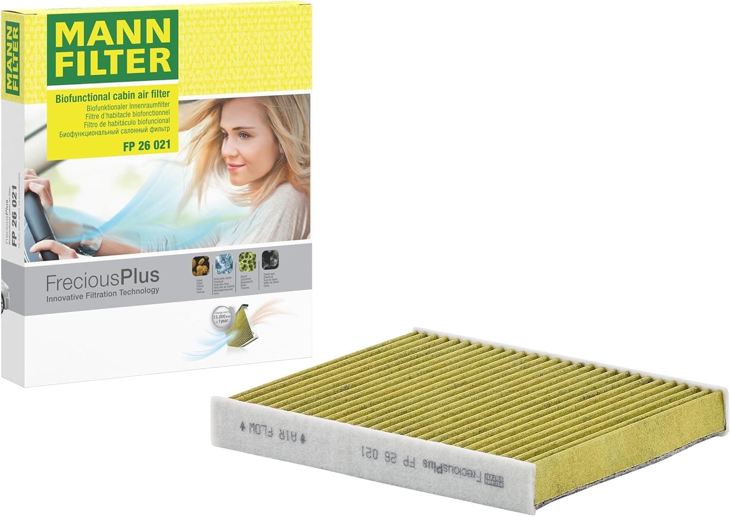MANN-FILTER FP 26 021 Innenraumfilter/Kabinenluftfilter - FreciousPlus Biofunktionaler Pollenfilter - für Pkw + Transporter Angebot bei HelloDeals