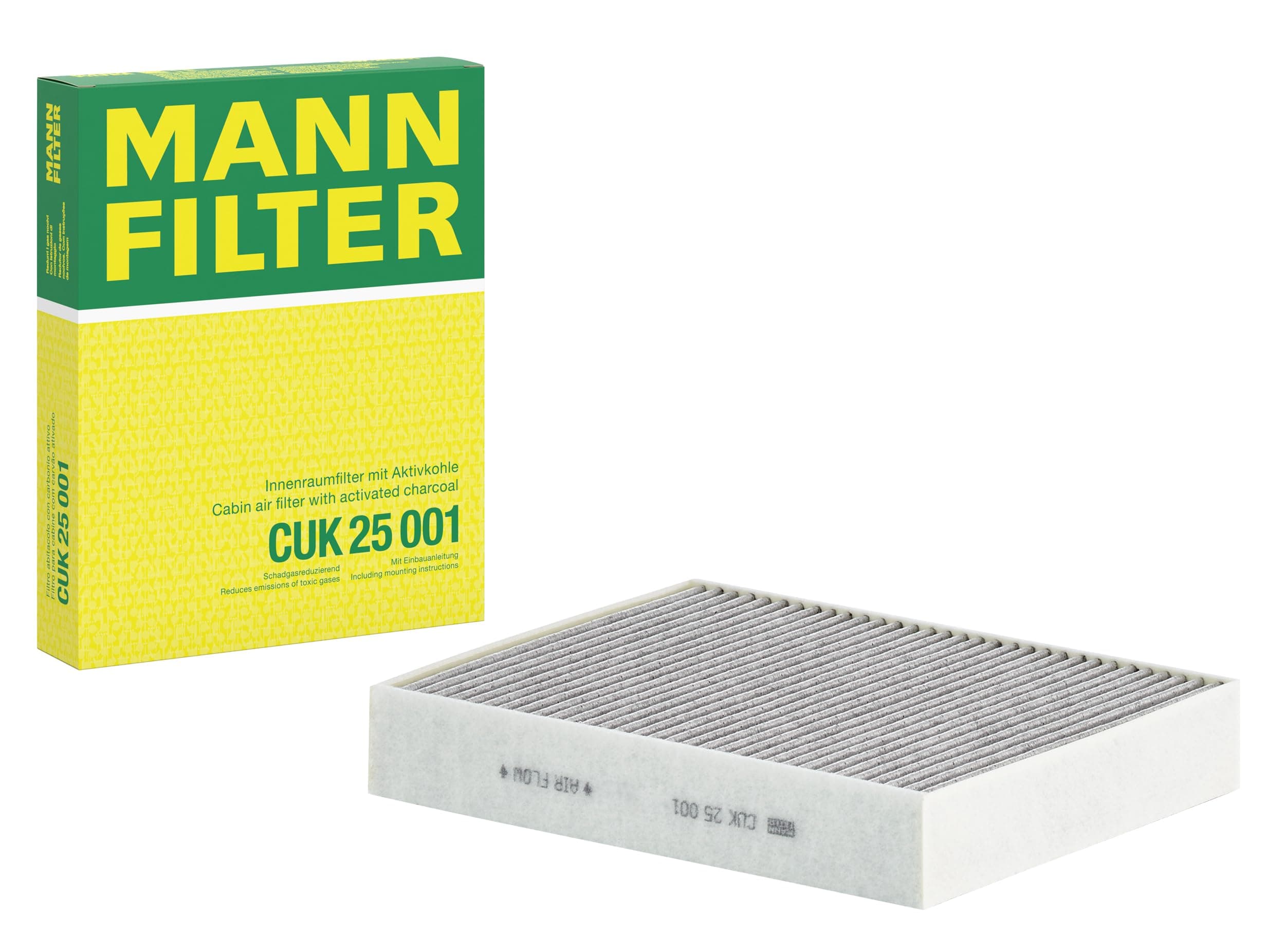 MANN-FILTER CUK 25 001 Innenraumfilter/Kabinenluftfilter - Pollenfilter mit Aktivkohle - für Pkw + Transporter Angebot bei HelloDeals