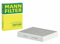 MANN-FILTER CUK 25 001 Innenraumfilter/Kabinenluftfilter - Pollenfilter mit Aktivkohle - für Pkw + Transporter Angebot bei HelloDeals
