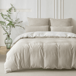 SOULFUL Bettwäsche 155x220 Baumwolle Gestreift, Jacquard Gewaschene Baumwolle Boho Bettwäsche-Sets mit Reißverschluss Öko-Tex 100 Zertifiziert-Braun Braun 2tlg. 155*220cm | 1x 80*80cm Angebot bei HelloDeals