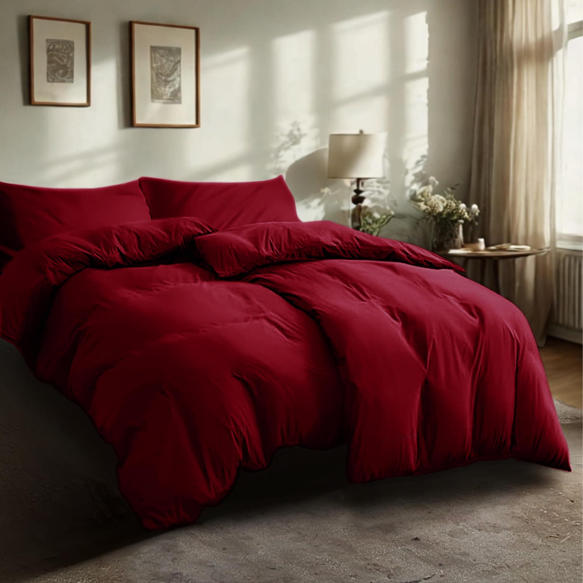 Komfortec Bettwäsche 135x200 4teilig Bettwäsche-Sets 2 Bettbezüge 135x200 cm + 2 Kissenbezüge 80x80 cm, Rot mit Reißverschluss Rot 2x 135x200 + 2x 80x80 Angebot bei HelloDeals