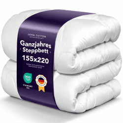 John Cotton Bettdecke 155x220 - Elegant & Atmungsaktive Decke für Allergiker | Oeko-Test Zertifiziert Steppdecke | Ideal Schlafdecke für Frühling & Herbst | Bettdecken 155x220cm Medium Ganzjahresdecke 155 x 220 cm Angebot bei HelloDeals