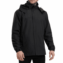 PYALT Herren Regenjacke Wasserdicht Atmungsaktiv Outdoorjacke Windbreaker mit Kapuze Leichte Freizeitjacke Fahrrad Regenjacke für Wandern Reisen Schwarz XL Angebot bei HelloDeals