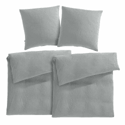 Pure Label Musselin Bettwäsche 135x200 4-teilig bestehend aus Bettbezug 135 x 200 cm 2er Set, Kissenbezug 80x80 cm 2er Set aus Baumwolle - Traumhaft kuschelige Bettwäsche-Sets in grau 4 tlg. 2x135x200cm / 2x80x80cm Grau Angebot bei HelloDeals