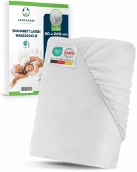 Sensalou Spannbettlaken Wasserdicht 90x200 cm – Matratzenschutz Laken für Einzelbett & Pflegebett – Atmungsaktive Betttuch Inkontinenz Nässeschutzauflage – Geräuschlos, Kochfest & Waschbar bei 95 °C 1 90 x 200 cm Angebot bei HelloDeals