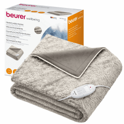 Beurer HD 75 Nordic Heizdecke, kuschelige Wärmedecke in Felloptik, 6 Temperaturstufen, maschinenwaschbar, mit Abschaltautomatik, beige / braun, 180 x 130 cm Angebot bei HelloDeals