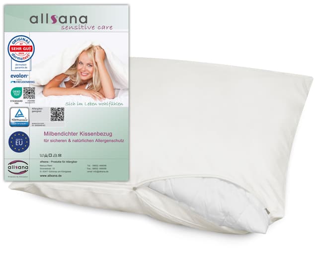Allsana Allergiker Kissenbezug 80x80 cm | Allergie Bettwäsche | Anti Milben Encasing | Milbenschutz für Hausstauballergiker | allergendichter Zwischenbezug für das Kopfkissen | TÜV geprüft
