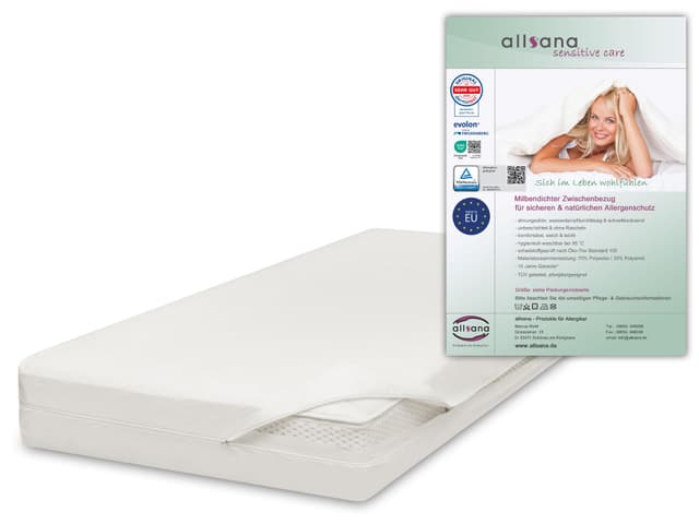 Allsana Allergiker Matratzenbezug 90x200x20 cm | Allergie Bettwäsche | Anti Milben Encasing | Milbenschutz für Hausstauballergiker | Zwischenbezug für die Matratze | TÜV geprüft