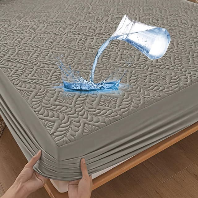 Premium Matratzenschoner Wasserdichte 120x200cm Spannbettlaken Luxus, 3D-Muster, Super saugfähig, Atmungsaktive Matratzenbezug Wasserundurchlässiger Matratzen-Schutz Nässeschutz Spannbetttücher - Grau Grau 120x200