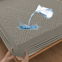 Premium Matratzenschoner Wasserdichte 120x200cm Spannbettlaken Luxus, 3D-Muster, Super saugfähig, Atmungsaktive Matratzenbezug Wasserundurchlässiger Matratzen-Schutz Nässeschutz Spannbetttücher - Grau Grau 120x200 Angebot bei HelloDeals