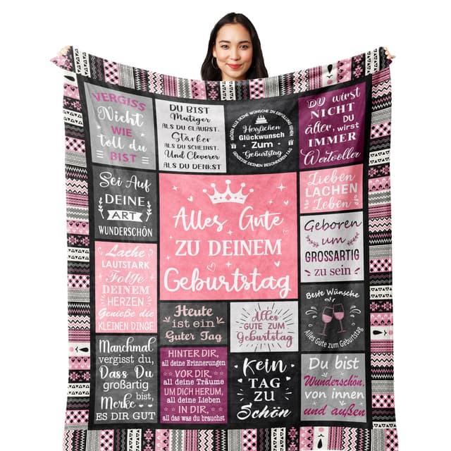 Yesbird Geburtstagsgeschenk für Frauen, Geburtstagsgeschenk für Mama, Mädchen, Frau, Freundin, Schwester, Freundin, Kollegin, Lustige Geschenk Geburtstag, Happy Birthday Deko Decke 150x130CM 130X150CM Geburtstagsgeschenk