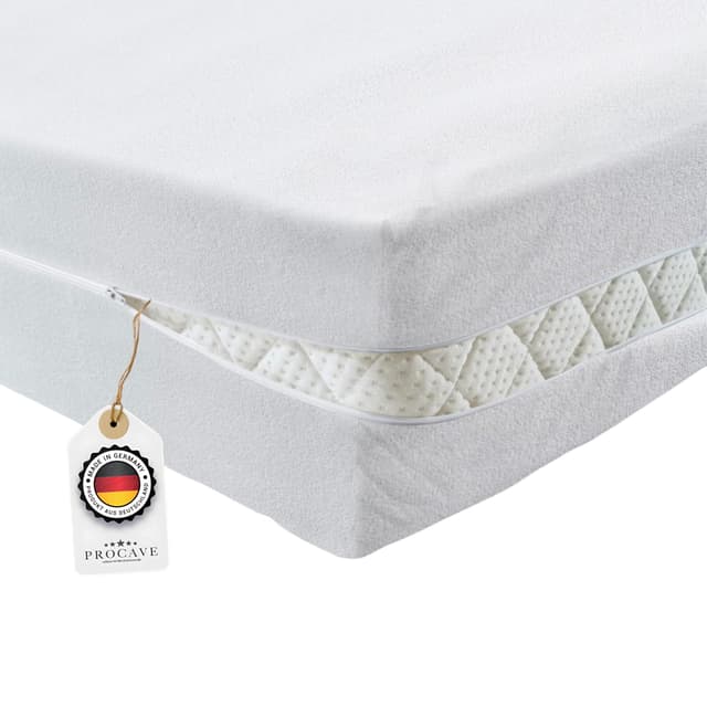 PROCAVE Matratzenbezug 90x200 cm Frottee unversteppt | Matratzen-Höhe 16-22cm | Matratzenschoner 90x200cm Höhe 16-22 cm