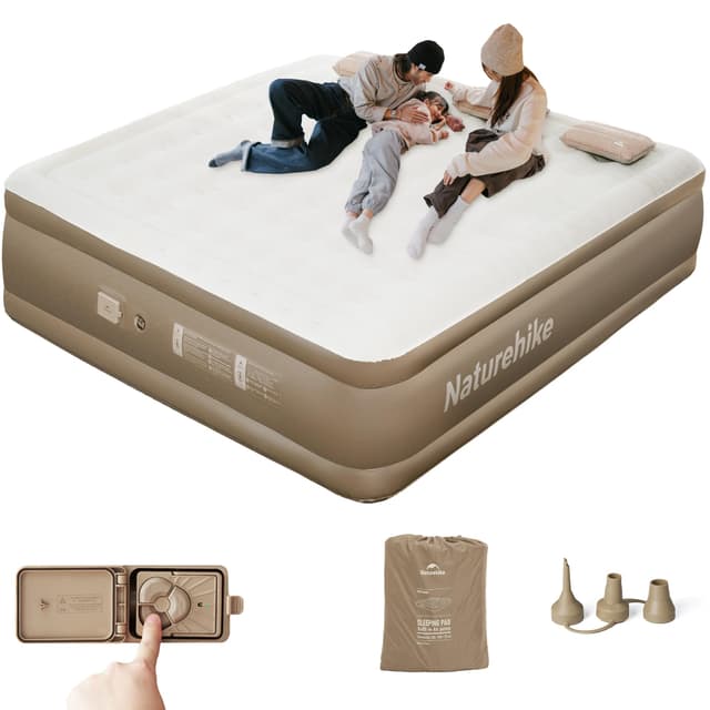 Naturehike Luftmatratze 3 Personen Selbstaufblasend mit Akkupumpe - Aufblasbares Gästebett 200x180x45cm für Camping & Zuhause, Leicht, Bequem und Schnell aufblasbar