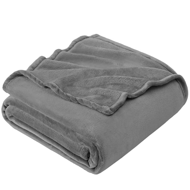 EHEYCIGA Kuscheldecke flauschig Grau, weiche warme Fleecedecke 220x240 als Decke Sofa, Wohndecke oder Couchdecke überwurf 220 x 240 cm Grau