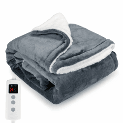 PROALLER Heizdecke 160x130CM, 10 Stufen & 1-9H Timer Auto-Aus, Maschinengängig, Weiches Flanell-Sherpa Vollkörperwärmung, Sofasitzkissen Bett Büro Verwendung, Heizdecke mit Abschaltautomatik 160x130CM Grau Angebot bei HelloDeals