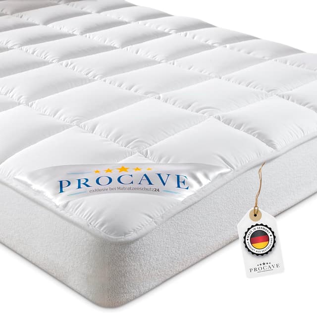 PROCAVE Micro-Comfort Matratzen-Bett-Schoner weiß 90x200 cm mit Spannumrandung | Höhe bis 30cm | Auch für Boxspring-Betten und Wasser-Betten geeignet | Microfaser | 100% Polyester | Matratzen-Auflage 90 x 200 cm