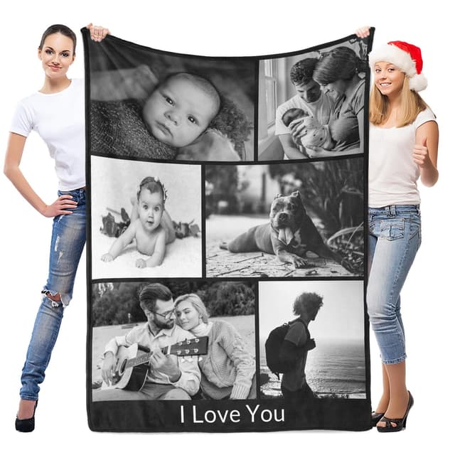 LNM Personalisierte Decke mit Foto, Personalisierte Decken, Personalisierte Kuscheldecke mit Foto, Personalisierte Foto Decke, Personalisierte Geschenke für Frauen und Männer 6 Fotos Klicken Sie auf "Jetzt anpassen".