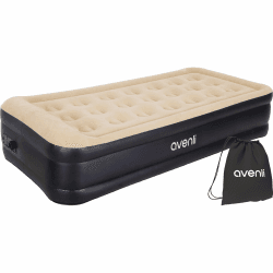 AVENLI selbstaufblasendes Luftbett 196x97x47 cm beige – Komfortables Gästebett für 1 Person mit integrierter Elektropumpe – hohe Schlafhöhe, beflockte Oberfläche, langlebige Konstruktion, Camping Angebot bei HelloDeals