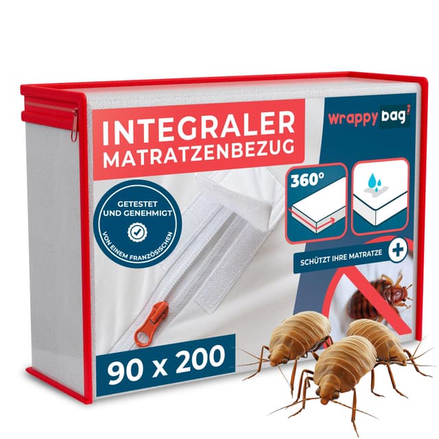 Wrappybag Matratzenschoner Wasserdicht – Matratzenhülle Anti-Bettwanzen & Milben – Matratzenschutz ohne Chemikalien – Weiche Baumwolloberfläche – 90 x 200 x 20