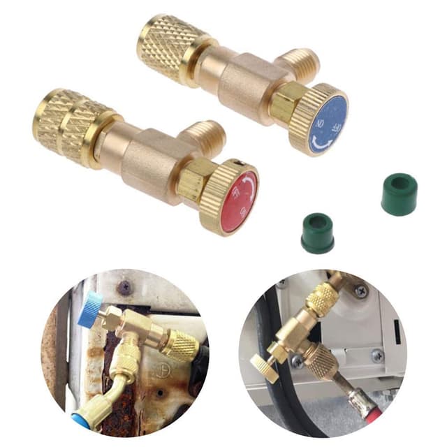 2 Stück Kältefüller Sicherheitsventil Schnellkupplung Klimaanlage R410A R22 Adapter