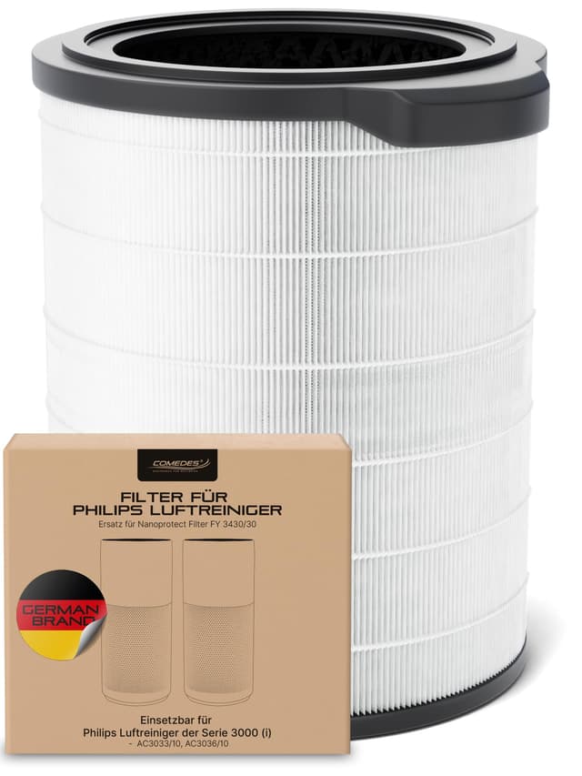 Comedes Kombi-Filter kompatibel mit Philips AC3033/10, AC3036/10 Luftreiniger (Series 3000i), einsetzbar statt Philips FY3430/30 NanoProtect 1 Stück Ersatzfilter für 3000i