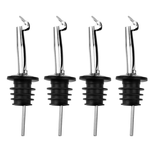 Wellehomi Flaschenausgießer, 4 Stück Weinausgießer, Ausguss für Wein Schnaps Olivenöl Kaffee Sirup Essig Flaschen Kunststoffkorken Öl-Ausgießer ideal für Cocktails, Partys, Shots und Bars, Schwarz 4 Stück Schwarz