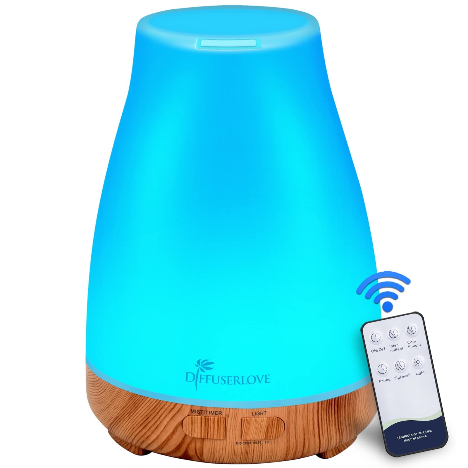 300ml Diffuser Fernbedienung Aroma Diffuser für Ätherische Öle Ultraschall Luftbefeuchter mit 7 Farben LED, Timer-Einstellung, Auto-Off Gelb