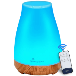 300ml Diffuser Fernbedienung Aroma Diffuser für Ätherische Öle Ultraschall Luftbefeuchter mit 7 Farben LED, Timer-Einstellung, Auto-Off Gelb Angebot bei HelloDeals