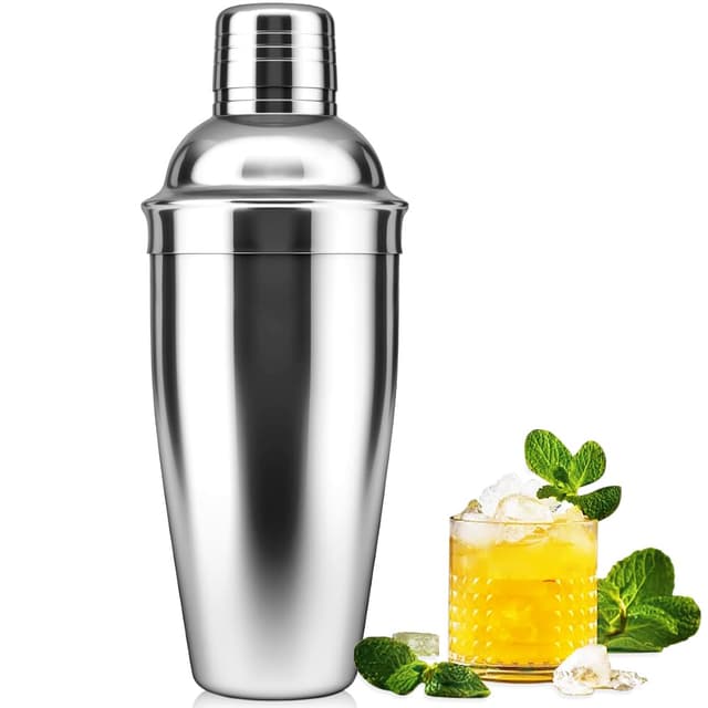 Cocktail Shakers, 25oz 750ML Martini Shaker Getränke Shaker mit eingebautem Sieb für Barkeeper, Edelstahl-Bar-Shaker für Familien, Bars Weihnachten Party, Margarita-Mixer für Mixgetränke 25oz Silber
