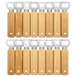 Gravierbare Flaschenöffner aus Holz, 16 Stück tragbare Bierflaschenöffner für Getränke, Apfelwein, Bar, Heim-Gadgets 16 STK Holzgriff Angebot bei HelloDeals